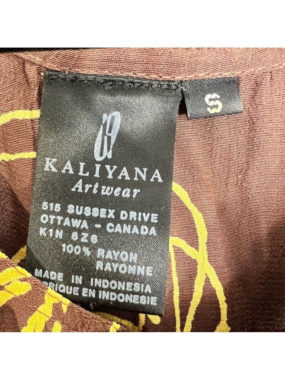 Kaliyana Artwear Ottawa brown yellow abstract floral skirt jacket top 3 pc set M - Picture 16 of 17